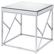 Home Square Top Chrome End Table in Mirror Finish - Set of 2