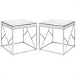 Home Square Top Chrome End Table in Mirror Finish - Set of 2
