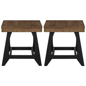 Home Square End Table in Caramel and Ebony - Set of 2