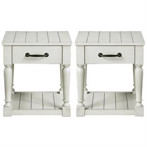 Home Square End Table in White Alabaster Finish - Set of 2