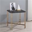 Home Square Faux Marble Square End Table in Black - Set of 2