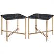 Home Square Faux Marble Square End Table in Black - Set of 2