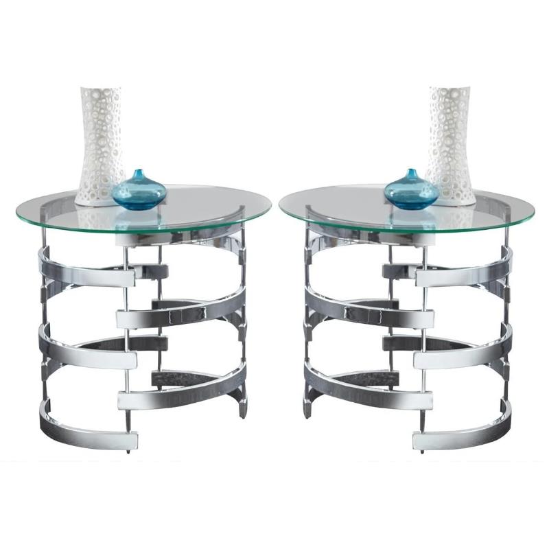 Home Square Metal End Table in Chrome Finish - Set of 2