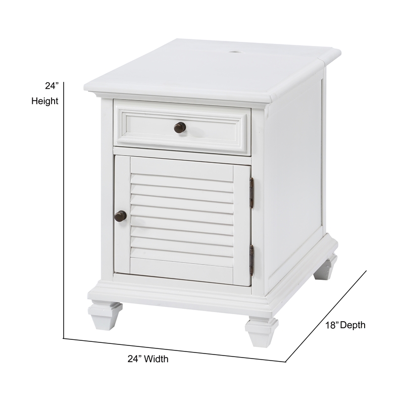 Home Square Modern Wood Storage End Table in White - Set of 2