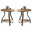 Home Square Round End Table in Planked Light Oak Finish - Set of 2