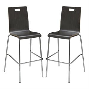 Home Square 30&quot Stylish Laminate Bentwood Bar Stool in Espresso - Set of 2