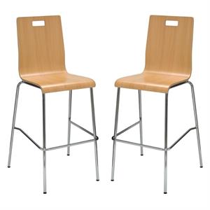 Home Square 30&quot Stylish Laminate Bentwood Bar Stool in Natural - Set of 2