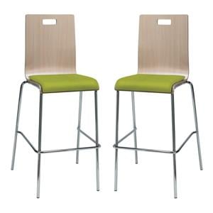 Home Square 30&quot Fabric Seat Bar Stool in Natural and Avocado - Set of 2