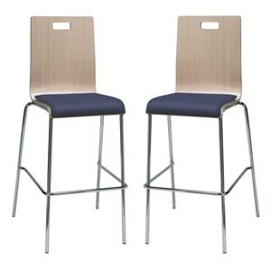 Home Square 30&quot Vinyl Seat Bar Stool in Natural and Grape - Set of 2