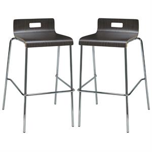 Home Square 30&quot Stylish Wooden Low Back Bar Stool in Espresso - Set of 2