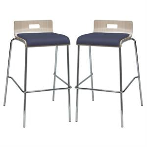 Home Square 30&quot Low Vinyl Seat Bar Stool in Natural and Grape - Set of 2