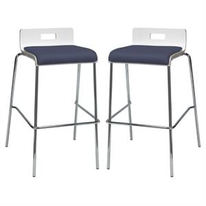 Home Square 30&quot Vinyl Seat Bar Stool in White and Grape - Set of 2
