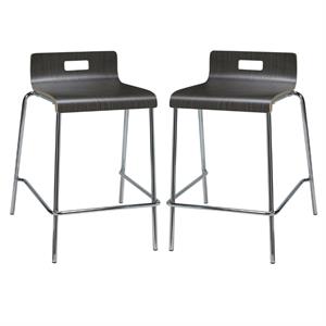 Home Square 25&quot Wooden Low Back Counter Stool in Espresso - Set of 2