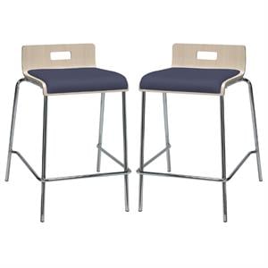 Home Square 25&quot Vinyl Seat Counter Stool in Natural and Grape - Set of 2