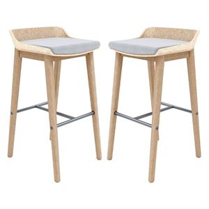 Home Square Olio Designs Della 30&quot Wooden Bar Stool in Almond/Latte - Set of 2