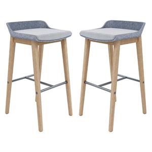 Home Square 30&quot Wooden Bar Stool in Gray/Latte - Set of 2