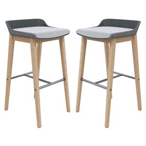 Home Square 30&quot Wooden Barstool in Dark Gray/Latte - Set of 2