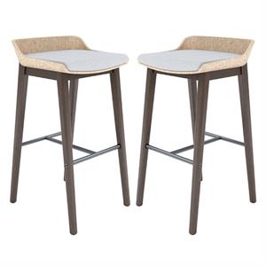 Home Square Olio Designs Della 30&quot Wooden Bar Stool in Almond/Umber - Set of 2