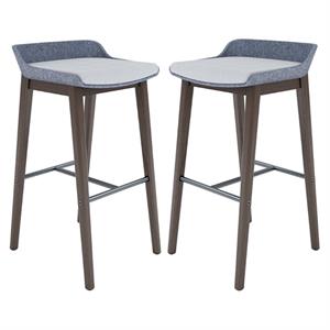 Home Square 30&quot Wooden Bar Stool in Gray and Umber - Set of 2