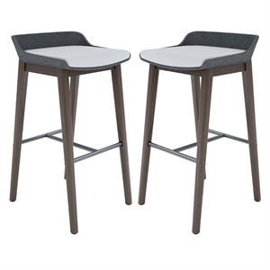 Home Square 30&quot Wood Bar Stool in Dark Gray/Umber - Set of 2