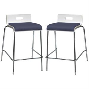 Home Square 25&quot Vinyl Seat Counter Stool in White and Grape - Set of 2