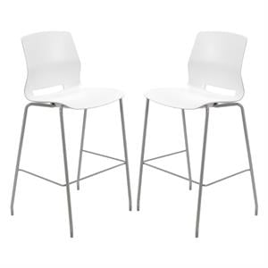 Home Square 30&quot Plastic Bar Stool in White - Set of 2