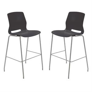 Home Square 30&quot Plastic Bar Stool in Black - Set of 2