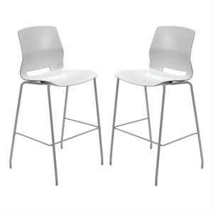 Home Square 30&quot Plastic Bar Stool in Light Gray - Set of 2