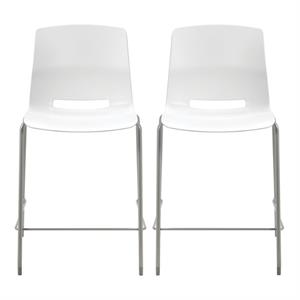 Home Square 25&quot Plastic Counter Stool in White - Set of 2