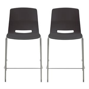 Home Square 25&quot Plastic Counter Stool in Black - Set of 2