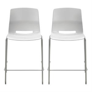 Home Square 25&quot Plastic Counter Stool in Light Gray - Set of 2