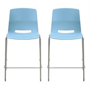 Home Square 25&quot Plastic Counter Stool in Sky Blue - Set of 2