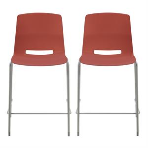 Home Square 25&quot Plastic Counter Stool in Peri Red - Set of 2