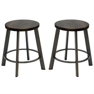 Home Square 18&quot Transitional Stainless Steel Bar Stool in Espresso - Set of 2