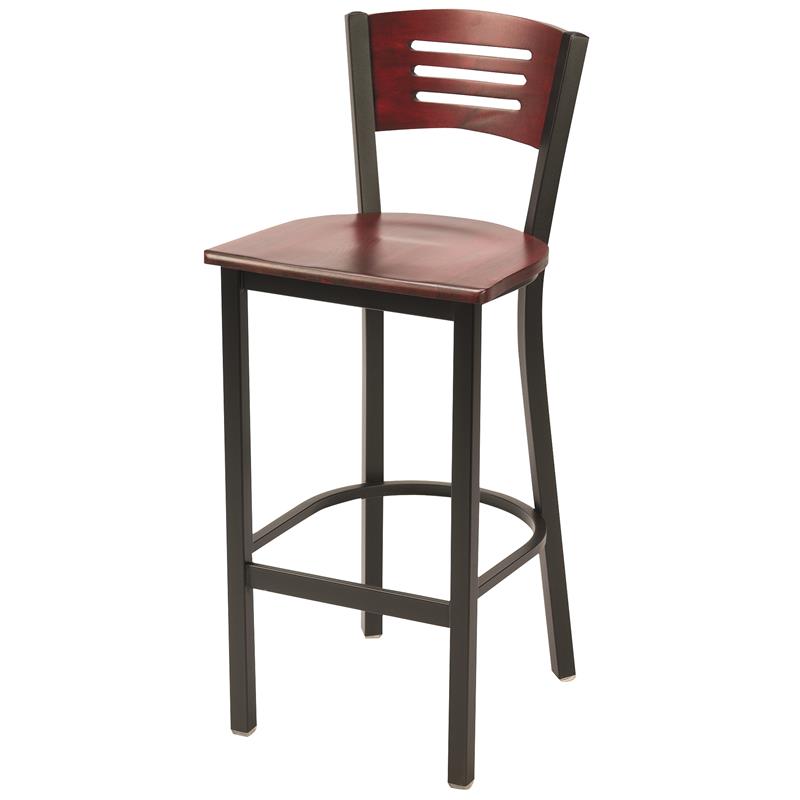 Home Square Metal and Solid Wood Barstool in Mahogany - Set of 2