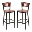 Home Square Metal and Solid Wood Barstool in Mahogany - Set of 2