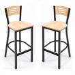 Home Square Metal and Solid Wood Barstool in Natural - Set of 2