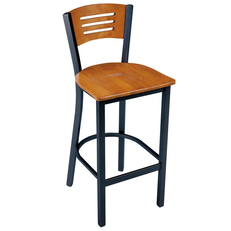 Home Square Solid Wood Back Barstool in Walnut Finish - Set of 2