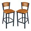 Home Square Solid Wood Back Barstool in Walnut Finish - Set of 2