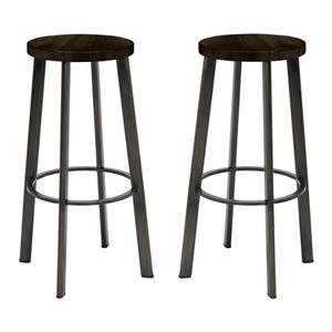 Home Square 30&quot Transitional Wood Seat Bar Stool in Espresso - Set of 2