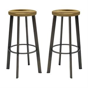 Home Square 30&quot Transitional Stainless Steel Bar Stool in Natural - Set of 2