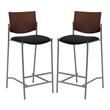 Home Square Fabric Barstool in Silver Frame/Black - Set of 2