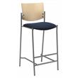 Home Square Wood & Fabric Barstool in Silver Frame/Navy - Set of 2