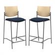 Home Square Wood & Fabric Barstool in Silver Frame/Navy - Set of 2