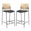 Home Square Vinyl Barstool in Silver Frame/Black - Set of 2