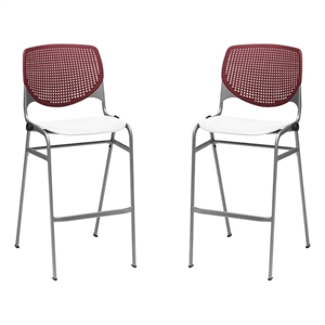 Home Square Stack Barstool in Burgundy Back/White Seat - Set of 2