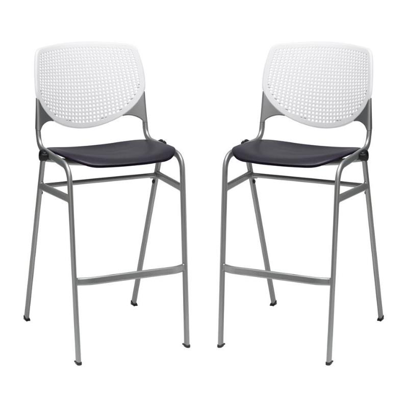 Home Square Stack Barstool in White Back/Black Seat - Set of 2