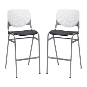 Home Square Stack Barstool in White Back/Black Seat - Set of 2
