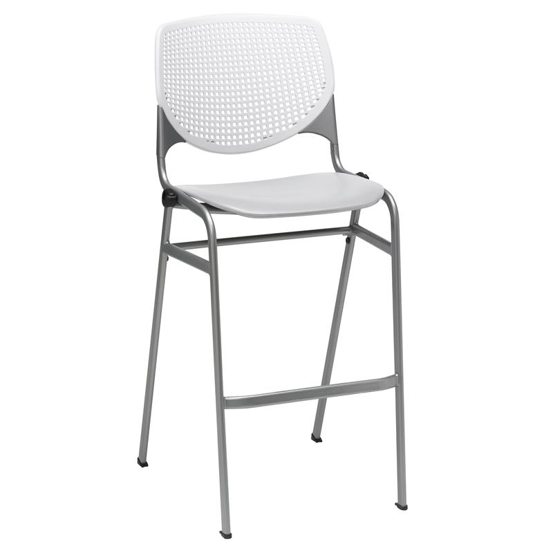 Home Square Stack Barstool in White Back/Light Grey Seat - Set of 2