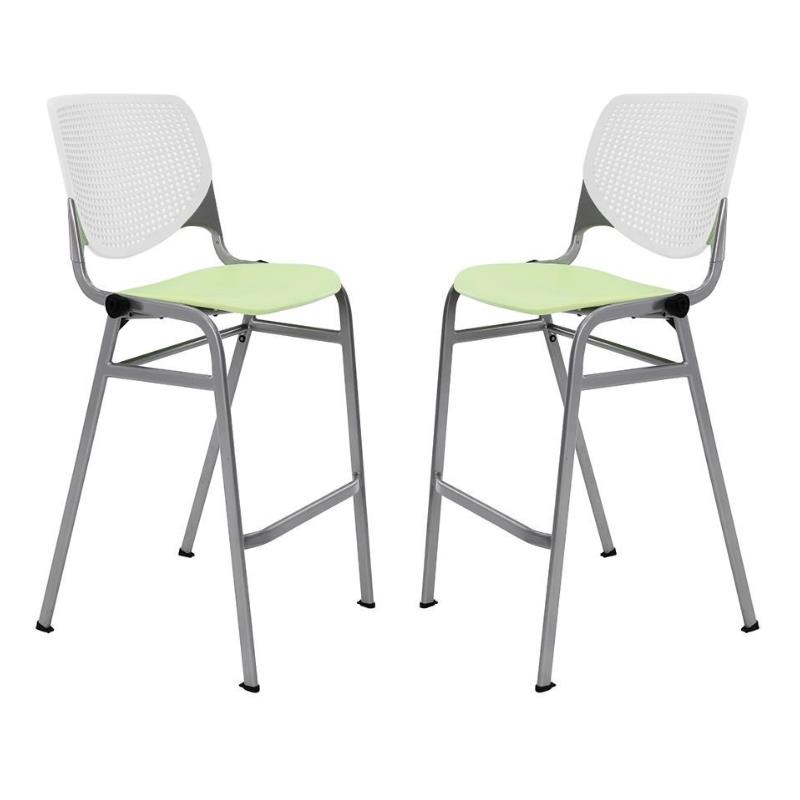 Home Square Stack Barstool in White Back/Lime Green Seat - Set of 2